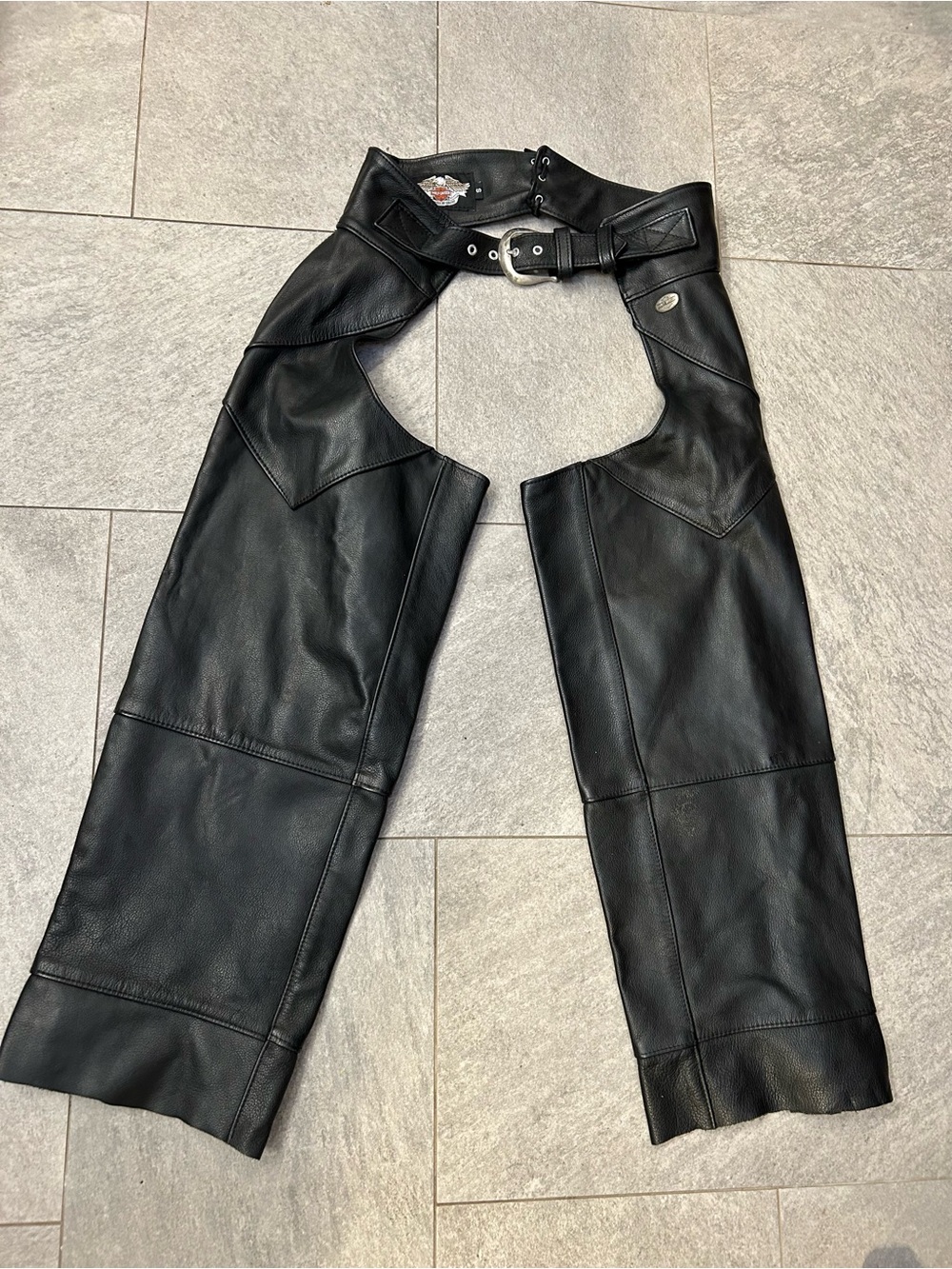 Harley Davidson made in the USA leather motorcycle riding chaps women’s size S